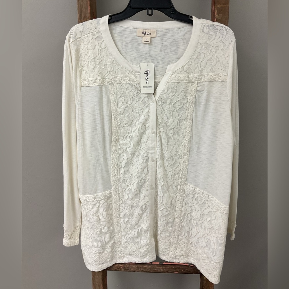 style & co button up blouse NWT xl